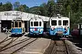 Journée tessinoise du 10 septembre 2011. Tram ex Tlo1 (tram de Lugano) aujourd'hui FART 7 Automotrice ex LCD 9 (Lugano-Cadro-Dino) aujourd'hui MOB 1001 Automotrice ex BA 4 (Biasca-Acquarossa) aujourd'hui MOB 1002