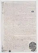 Traité d'alliance conclu entre Louis XII, roi de France et la république de Florence (Archives nationales AE-III-23).