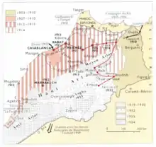 Carte représentant le parcours d'Albert Chemin entre Casablanca et Erfoud (1931).