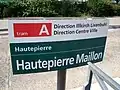 Signalétique de la station Hautepierre Maillon, ancien terminus, devenue Cervantès.
