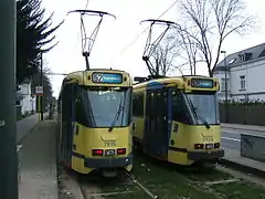 Deux trams 52 prêts au départ pour le Nord de Bruxelles.