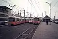 Oostende Station en 1982 : les rames BN prédominent, mais une rame SO stationne le long du quai central.