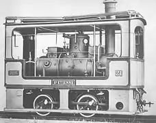Locomotive du tramways à vapeur de la CFVE construite en Suisse.