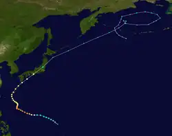 Trajectoire du typhon Trami