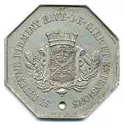 Monnaie de 10 centimes émise par la Société des Tramways à vapeur de St Étienne, maillechort, 30mm