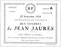 Invitation à la cérémonie de transfert des cendres de Jean Jaurès au Panthéon