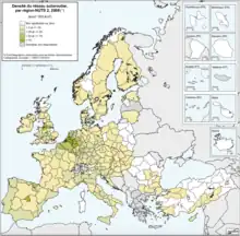 Carte de la densité autoroutière en Europe