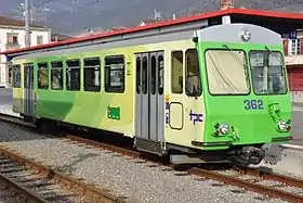 Ligne R25, ancien chemin de fer Aigle-Leysin (AL), voiture-pilote Bt 362.