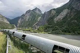 Convoyeur à bande de la descenderie de Saint-Martin-de-la-Porte.