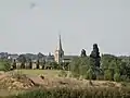 L'église de Traversères vue depuis Aulin