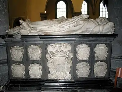 Gisant de Gillion-Othon Ier de Trazegnies et de son épouse Jacqueline de Lalaing sculpté par Lucas Fayd'herbe (1669).