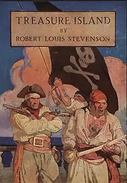 Couverture d'un livre en couleurs où figure trois pirates.