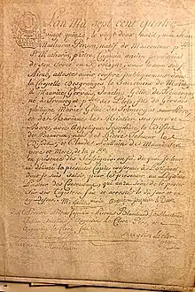 Document de mariage de Maurice-Gervais Gelin de Trémergat, le 22 avril 1795. Signé de Mathurin Person, capucin assermenté ancien provincial de bretagne.