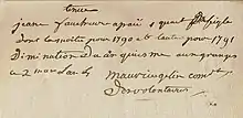 Commandant, le bataillon des volontaires nationaux. Signature de Maurice-Gervais