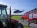 Hélicoptère au départ de Tresco à l' héliport de Tresco.