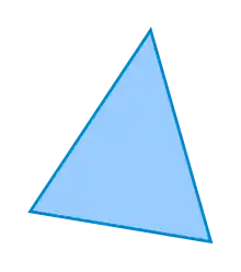 Triangle dont l'intérieur est bleu clair et les côtés d'un bleu plus foncé.