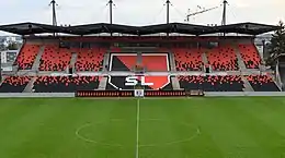 Tribune Actual du Stade Francis-Le-Basser à Laval, en 2019.