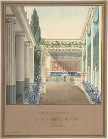 Charles-Frédéric Chassériau, Triclinium découvert de la maison dite d'Actéon à Pompéi (1824), conservé au Metropolitan Museum of Art, New York.