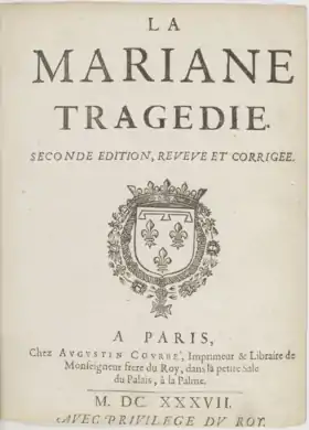 Page de titre du second tiragede l'édition originale (1637)