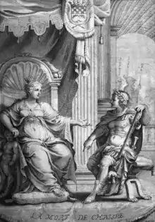 femme assise sur un trône discutant avec un jeune homme