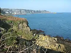 La côte nord de l'île Tristan (à l'arrière-plan, Douarnenez).