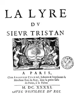 Page de titre de La Lyre, par Tristan L'Hermite.