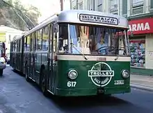 Un trolleybus Berna du type 4 GTP (de) de 1965 des trolleybus de Valparaiso (2010).