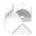 Trompe clavée romane du XIe siècle composée d'arcs concentriques biseautés à 45 degrés, selon Viollet-le-Duc.