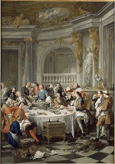 Le Déjeuner d'huitres, tableau de Jean-François de Troy (1735).