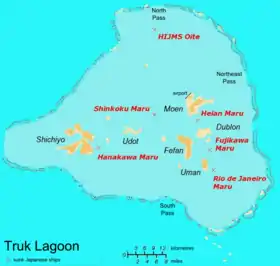 Carte du lagon de Truk