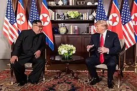 Discussion entre Kim Jong-un et Donald Trump.