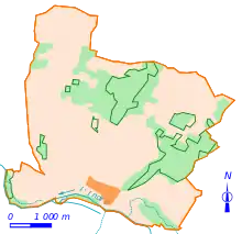 Carte en couleurs représentant l'évolution du boisement d'un territoire à deux époques différentes.