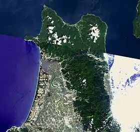 La péninsule de Tsugaru par Landsat.