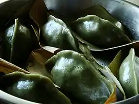 caozai guo verts (ajout d'herbes dans la pâte).