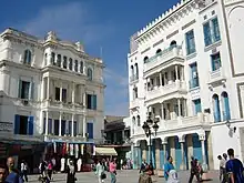 Bâtiments de la place de la Victoire à Tunis.