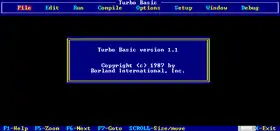 Écran de démarrage Turbo Basic ver. 1.1