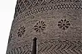 Décor géométrique en pures briques. Minaret d'Emin Khoja, 1777, détail. Turfan.