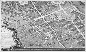 Emplacement de la future rue Royale sur le plan Turgot, 1739.