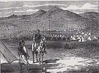 Camp de l'armée ottomane devant une ligne de télégraphe près de Niš, avant 1878.