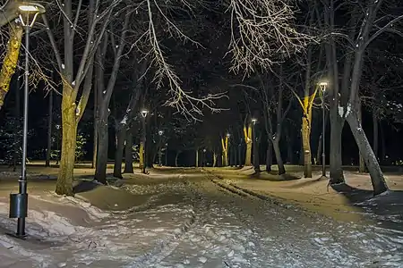 Le parc en hiver.