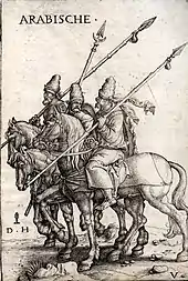 XVIe siècle, lanciers arabes, par Daniel Hopfer.