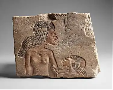 Deux princesses, filles d'Amenhotep IV. Calcaire peint. Relief en creux. MET