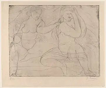 Deux Femmes au bord de la rivière, estampe, New York, Metropolitan Museum of Art.