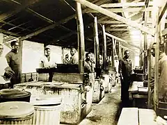 Cuisines des baraquements, camp de base du régiment de manutentionnaires, 1918.