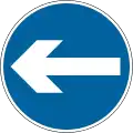 La circulation automobile doit tourner à gauche (à droite si le symbole est inversé)