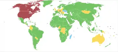 Les votes aux Nations unies sur l'attribution du statut d'État observateur :Pour Contre Abstentions Absent