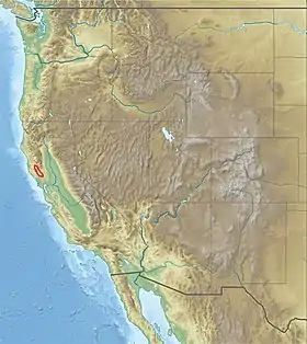 Carte de localisation des monts Mayacamas.