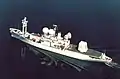 USNS Observation Island (T-AGM-23), un des navires scientifiques. Équipé d'un radar tridimensionnel à balayage électronique, Il est spécialisé dans l'observation des tests de missiles.