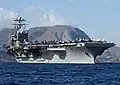 Le porte-avions américain USS Harry S. Truman quitte le port de la baie de Souda en Crète, en Grèce, après une visite de quatre jours.