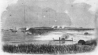 USS Montauk shells Fort McAllister